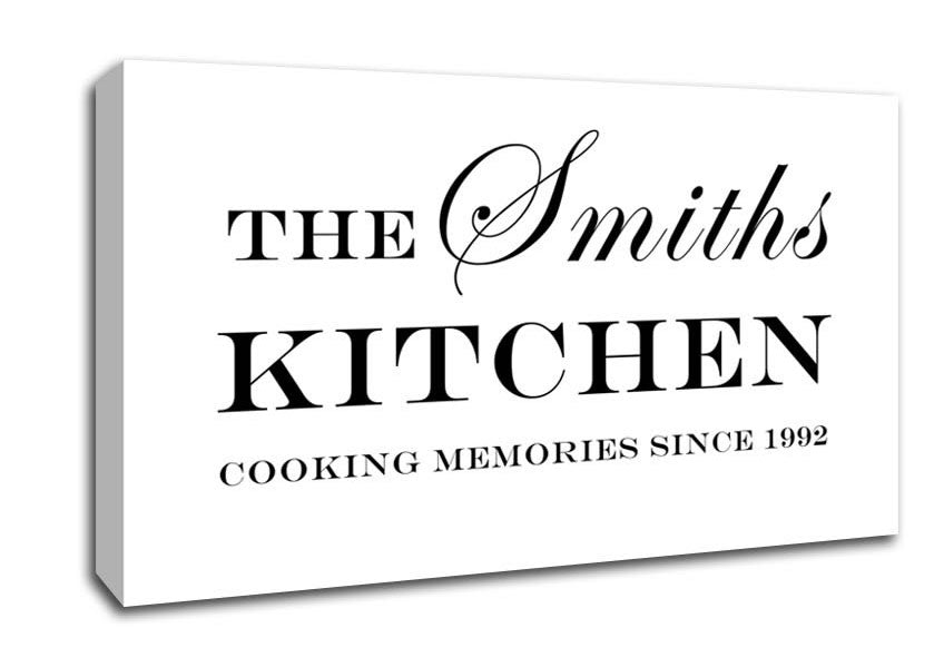 Kitchen Quote Your Family Name And Date Kitchen White Canvas Wall Art