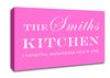 Kitchen Quote Your Family Name And Date Kitchen Vivid Pink Canvas Wall Art