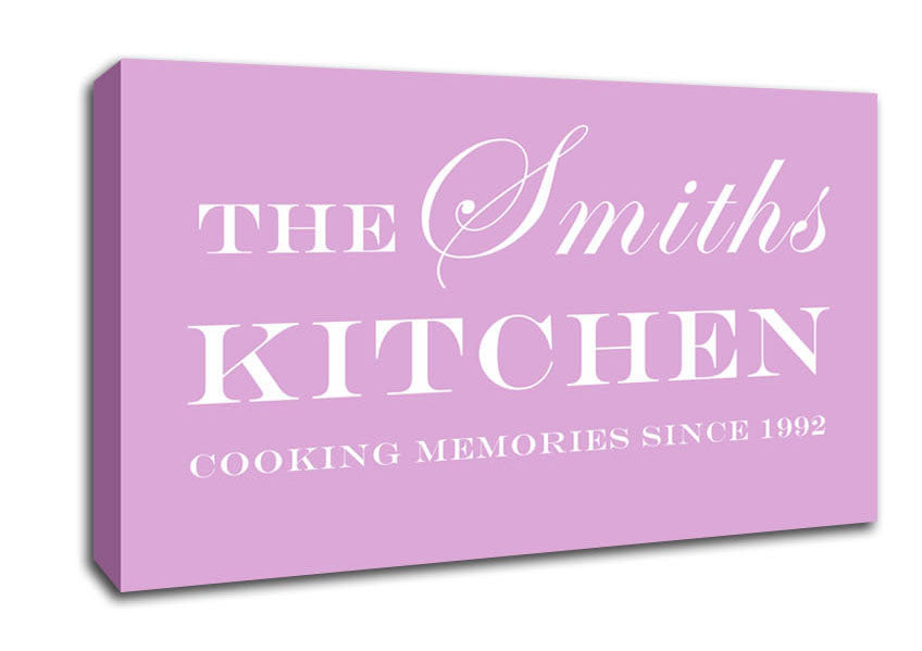 Kitchen Quote Your Family Name And Date Kitchen Pink Canvas Wall Art