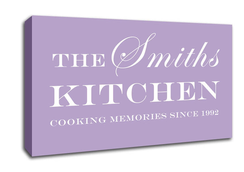 Kitchen Quote Your Family Name And Date Kitchen Lilac Canvas Wall Art
