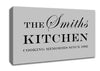Kitchen Quote Your Family Name And Date Kitchen Grey Canvas Wall Art