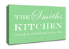Kitchen Quote Your Family Name And Date Kitchen Green Canvas Wall Art
