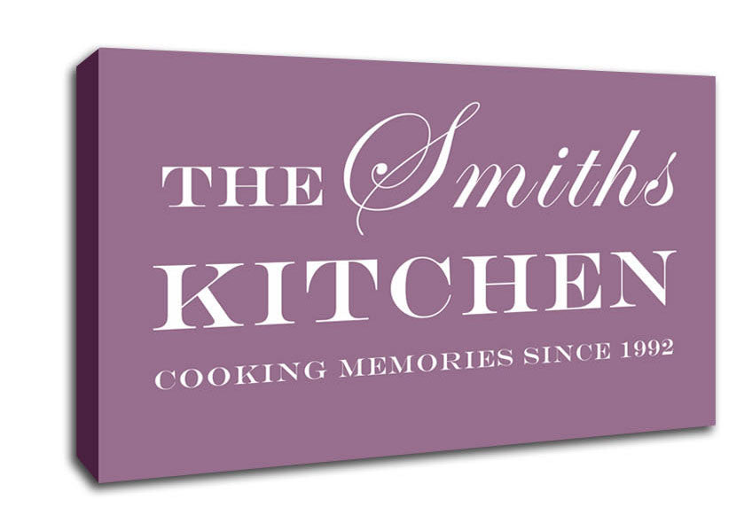 Kitchen Quote Your Family Name And Date Kitchen Dusty Pink Canvas Wall Art