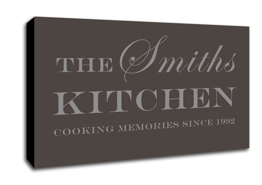 Kitchen Quote Your Family Name And Date Kitchen Chocolate Canvas Wall Art