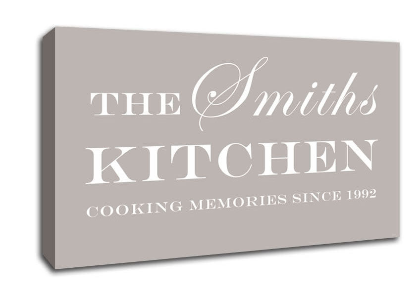 Kitchen Quote Your Family Name And Date Kitchen Beige Canvas Wall Art
