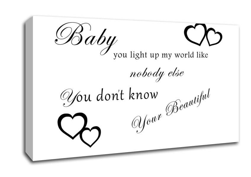 Baby You Light Up My World 1D White Canvas Wall Art