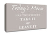Kitchen Quote Todays Menu Has Two Choices Beige Canvas Wall Art