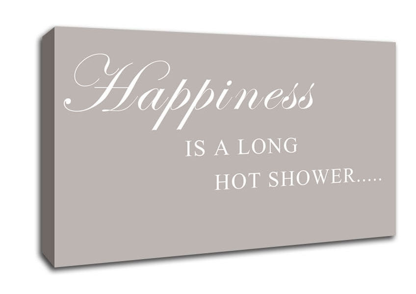 Bathroom Quote Happiness Is A Long Hot Shower Beige Canvas Wall Art