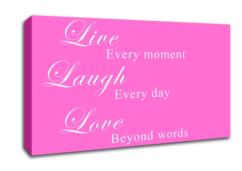 Love Quote Live Laugh Love Vivid Pink Canvas Wall Art