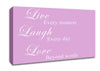 Love Quote Live Laugh Love Pink Canvas Wall Art