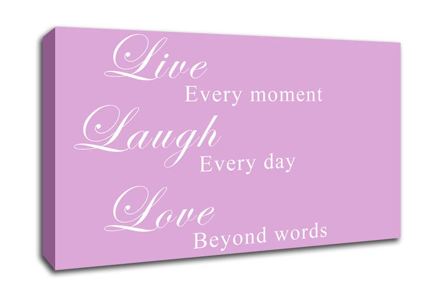 Love Quote Live Laugh Love Pink Canvas Wall Art