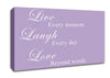 Love Quote Live Laugh Love Lilac Canvas Wall Art