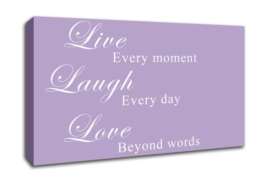 Love Quote Live Laugh Love Lilac Canvas Wall Art