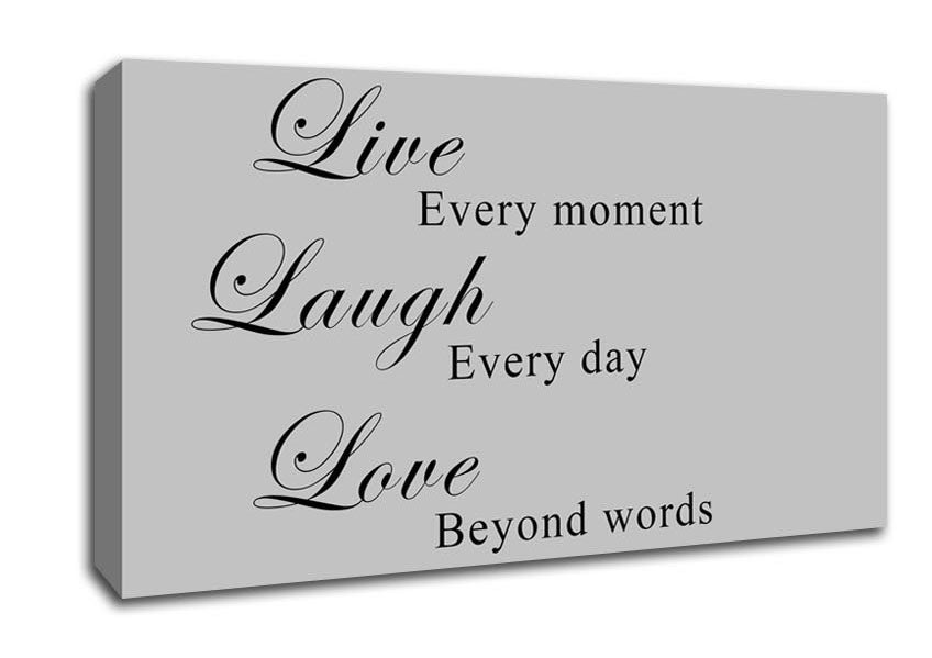 Love Quote Live Laugh Love Grey Canvas Wall Art