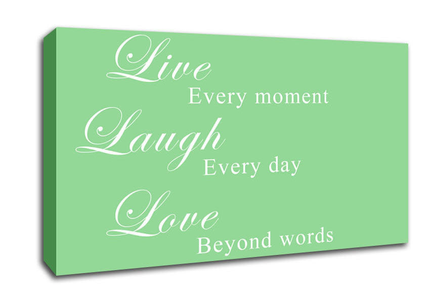Love Quote Live Laugh Love Green Canvas Wall Art