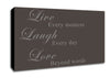 Love Quote Live Laugh Love Chocolate Canvas Wall Art