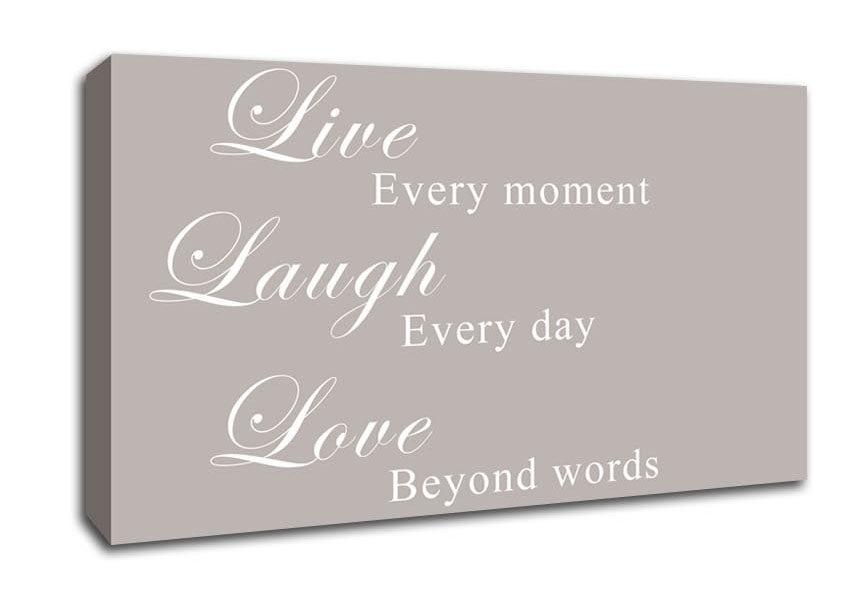 Love Quote Live Laugh Love Beige Canvas Wall Art