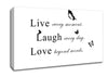 Love Quote Live Every Moment White Canvas Wall Art