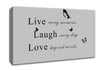 Love Quote Live Every Moment Grey Canvas Wall Art