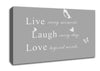 Love Quote Live Every Moment Grey White Canvas Wall Art