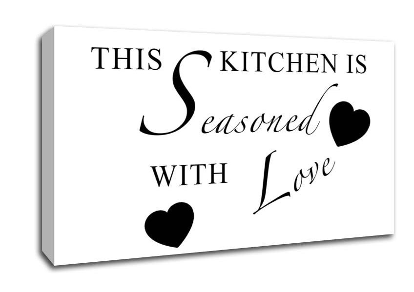 Kitchen Quote This Kitchen Is Seasoned With Love White Canvas Wall Art