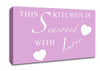Kitchen Quote This Kitchen Is Seasoned With Love Pink Canvas Wall Art