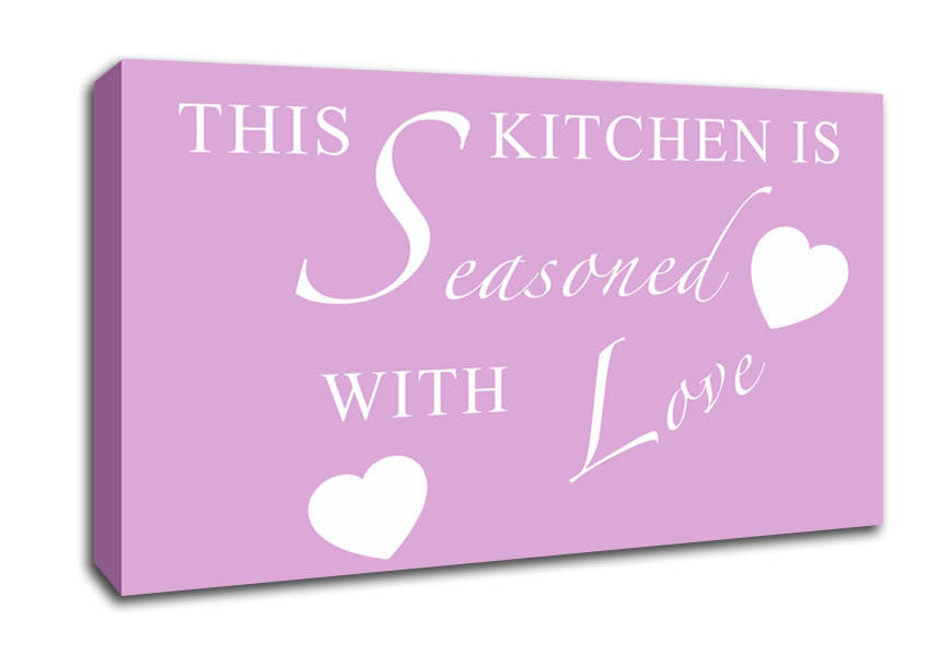 Kitchen Quote This Kitchen Is Seasoned With Love Pink Canvas Wall Art