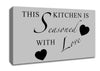 Kitchen Quote This Kitchen Is Seasoned With Love Grey Canvas Wall Art