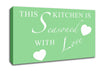 Kitchen Quote This Kitchen Is Seasoned With Love Green Canvas Wall Art