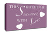 Kitchen Quote This Kitchen Is Seasoned With Love Dusty Pink Canvas Wall Art