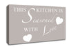 Kitchen Quote This Kitchen Is Seasoned With Love Beige Canvas Wall Art