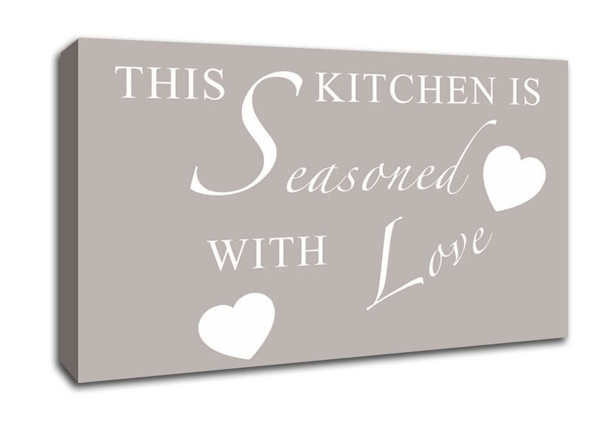 Kitchen Quote This Kitchen Is Seasoned With Love Beige Canvas Wall Art