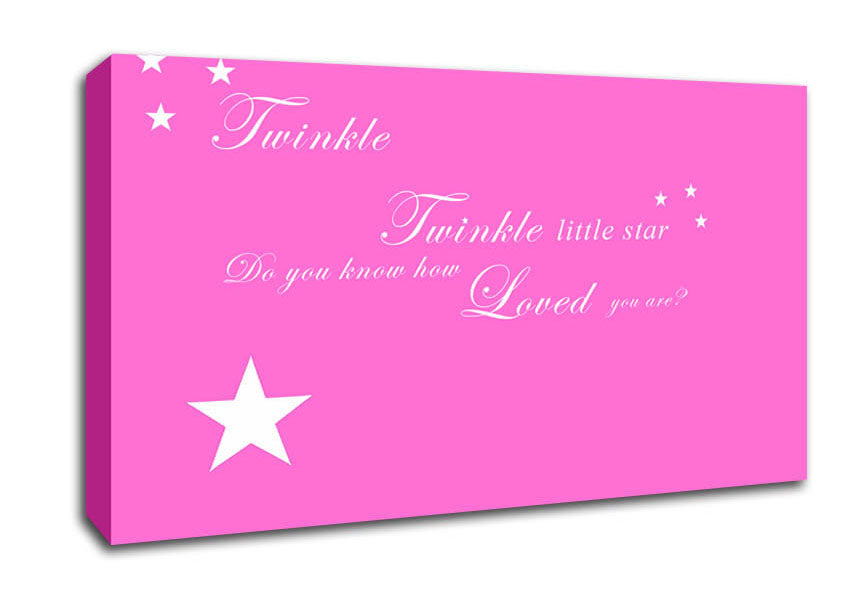 Nursery Quote Twinkle Twinkle Little Star 1 Vivid Pink Canvas Wall Art