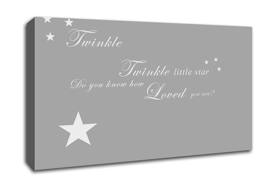 Nursery Quote Twinkle Twinkle Little Star 1 Grey White Canvas Wall Art