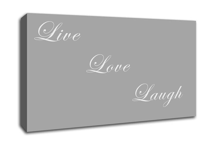 Love Quote Live Love Laugh Grey White Canvas Wall Art