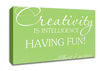 Motivational Quote Albert Einstein Creativity Is Intelligence Lime Green Canvas Wall Art