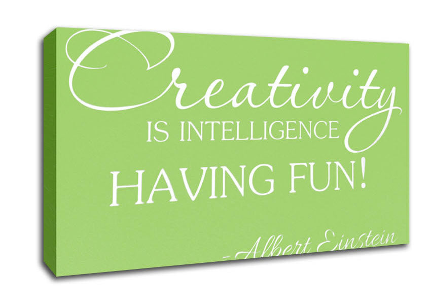Motivational Quote Albert Einstein Creativity Is Intelligence Lime Green Canvas Wall Art