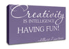 Motivational Quote Albert Einstein Creativity Is Intelligence Lilac Canvas Wall Art