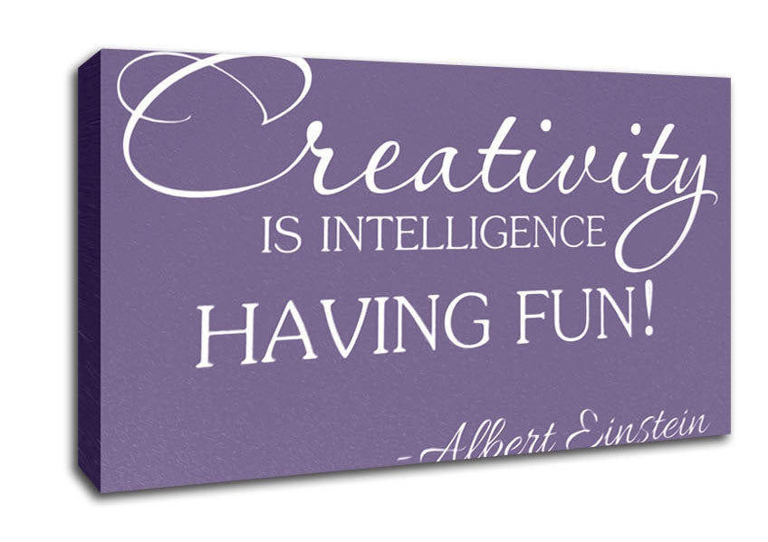 Motivational Quote Albert Einstein Creativity Is Intelligence Lilac Canvas Wall Art