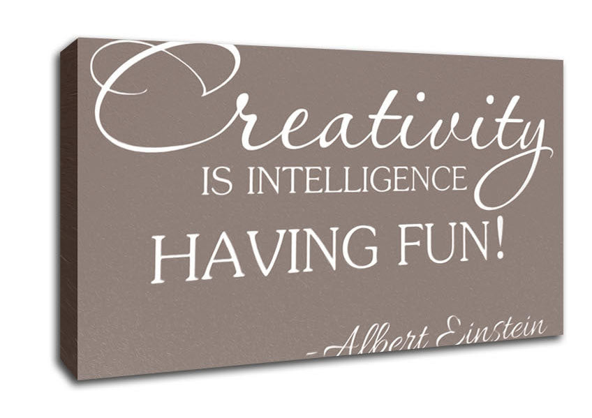 Motivational Quote Albert Einstein Creativity Is Intelligence Beige Canvas Wall Art