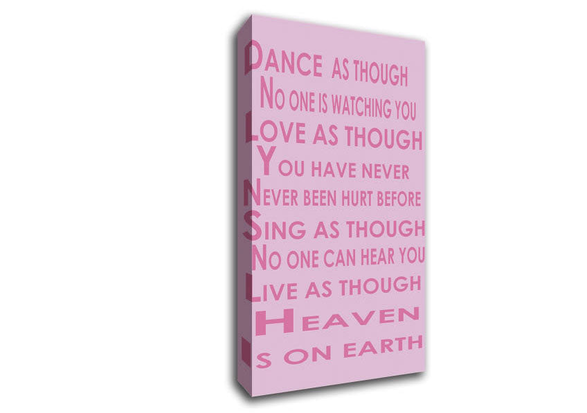 Home Quote Heaven Is On Earth Pink Canvas Wall Art