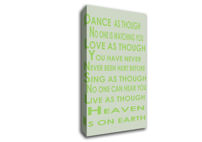 Home Quote Heaven Is On Earth Lime Green Canvas Wall Art