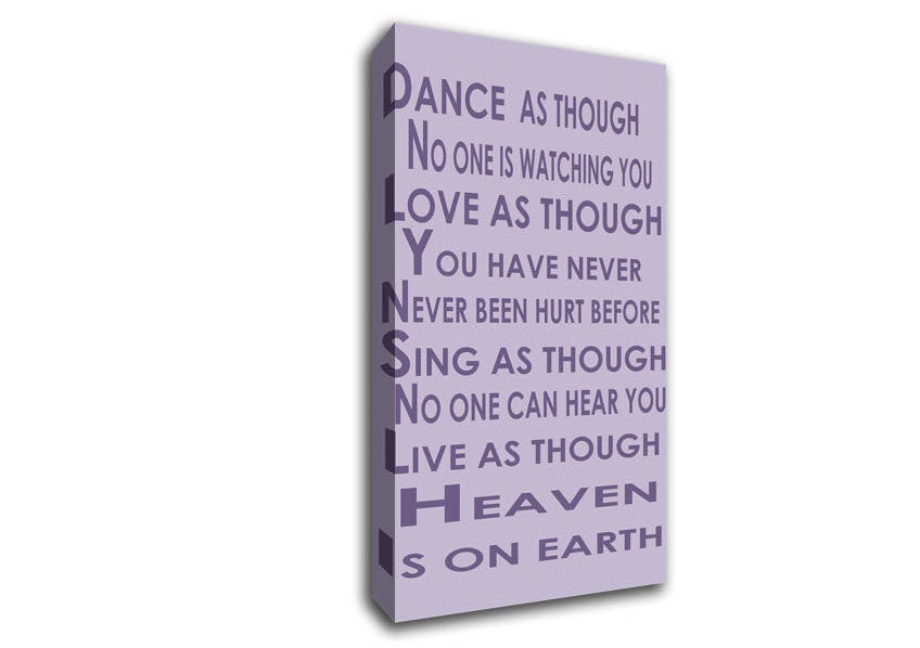 Home Quote Heaven Is On Earth Lilac Canvas Wall Art