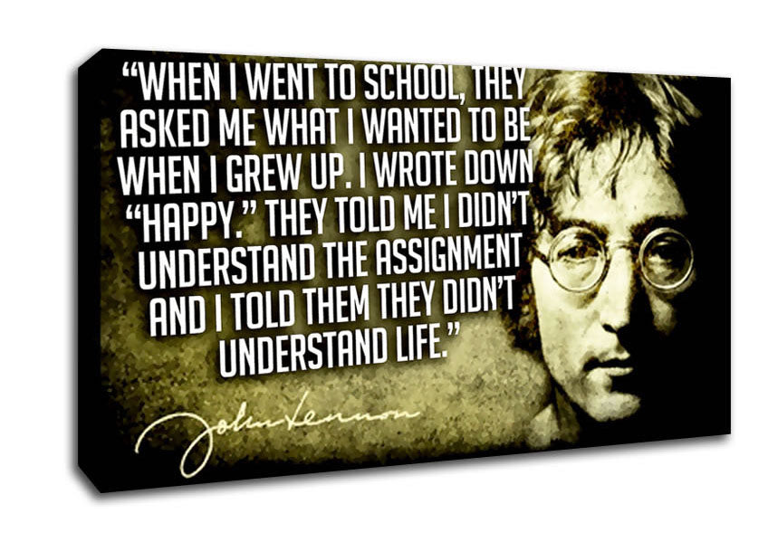 Motivational Quote Music Quote John Lennon Happy Canvas Wall Art