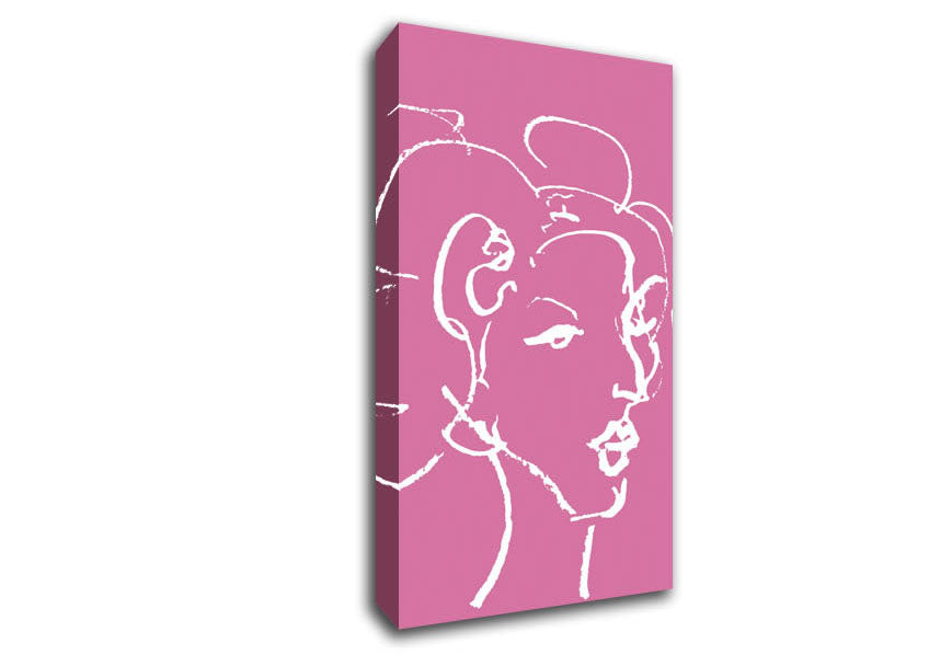 Pretty Lady Sketch Pink Canvas Wall Art