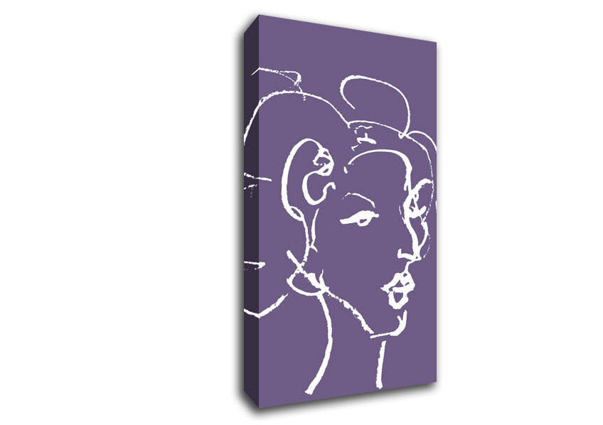 Pretty Lady Sketch Lilac Canvas Wall Art