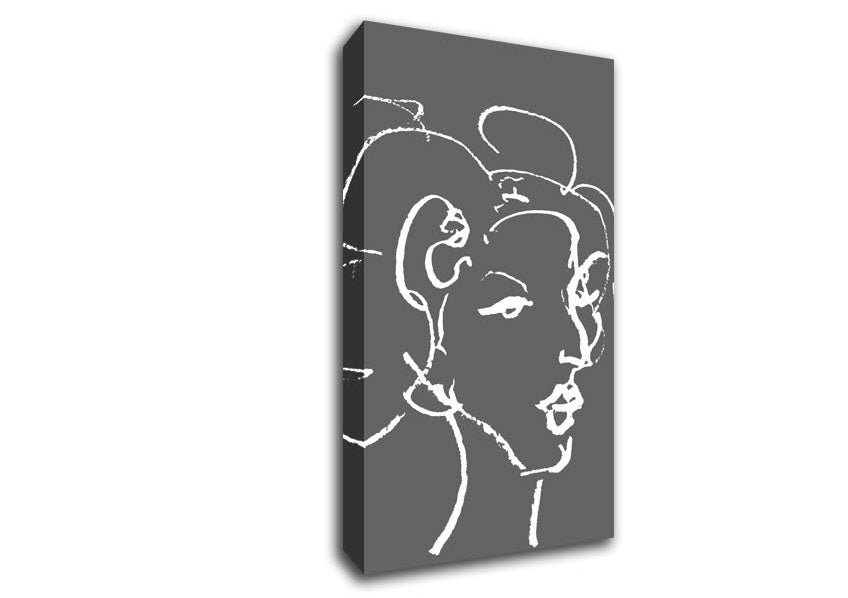 Pretty Lady Sketch Grey Canvas Wall Art