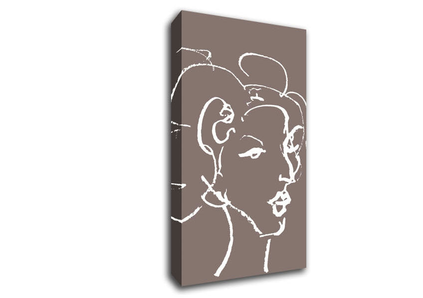 Pretty Lady Sketch Beige Canvas Wall Art