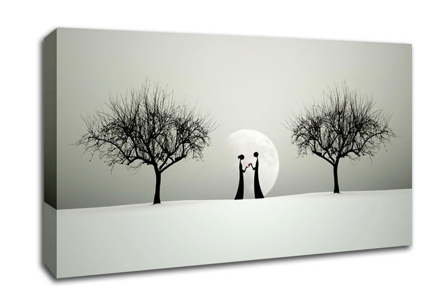 Love Between The Trees And Moon Canvas Wall Art