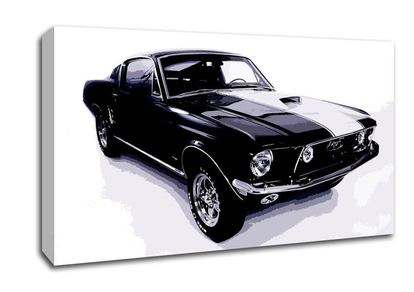 Mustang 67 B n W Canvas Wall Art